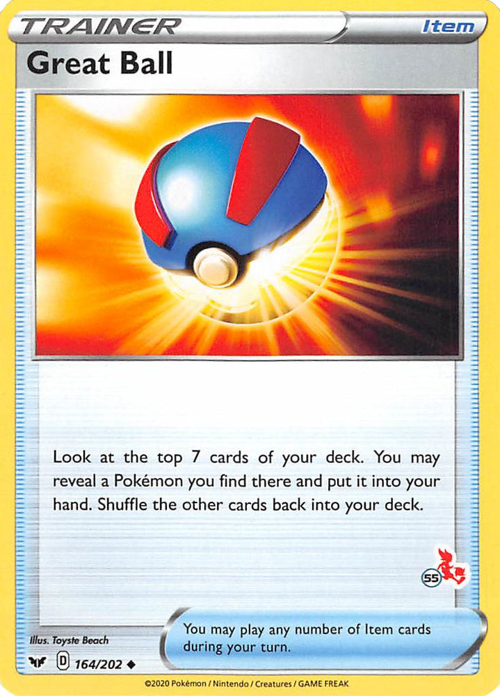 Great Ball (164/202) (Cinderace Stamp #55) [Battle Academy 2022] 