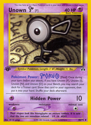 Unown [F] (48/75) [Neo Discovery 1st Edition] 