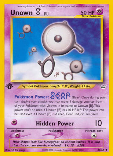 Unown [B] (39/64) [Neo Revelation 1st Edition] 