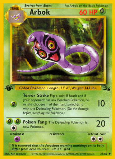 Arbok (31/62) [Fossil 1st Edition] 