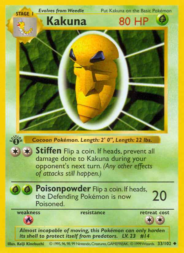 Kakuna (33/102) (Shadowless) [Base Set 1st Edition] 