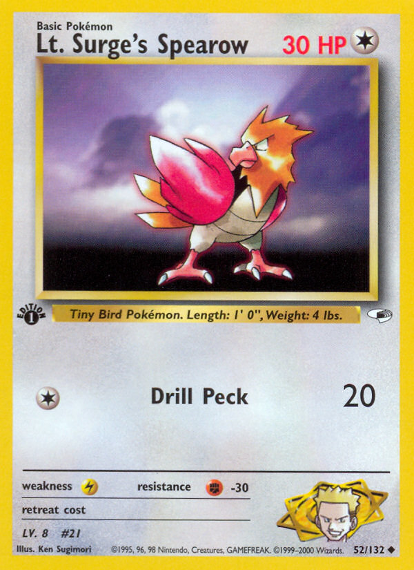Lt. Surge's Spearow (52/132) [Gym Heroes 1st Edition] 