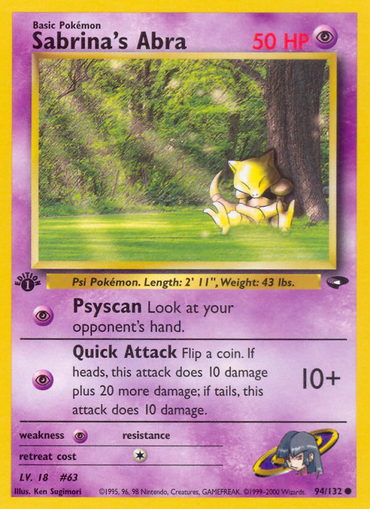 Sabrina's Abra (94/132) [Gym Challenge 1st Edition] 