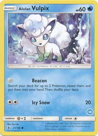 Alolan Vulpix (21/145) (Exclusive Deck #14) [Sun &amp; Moon: Trainer Kit - Alolan Ninetales] 