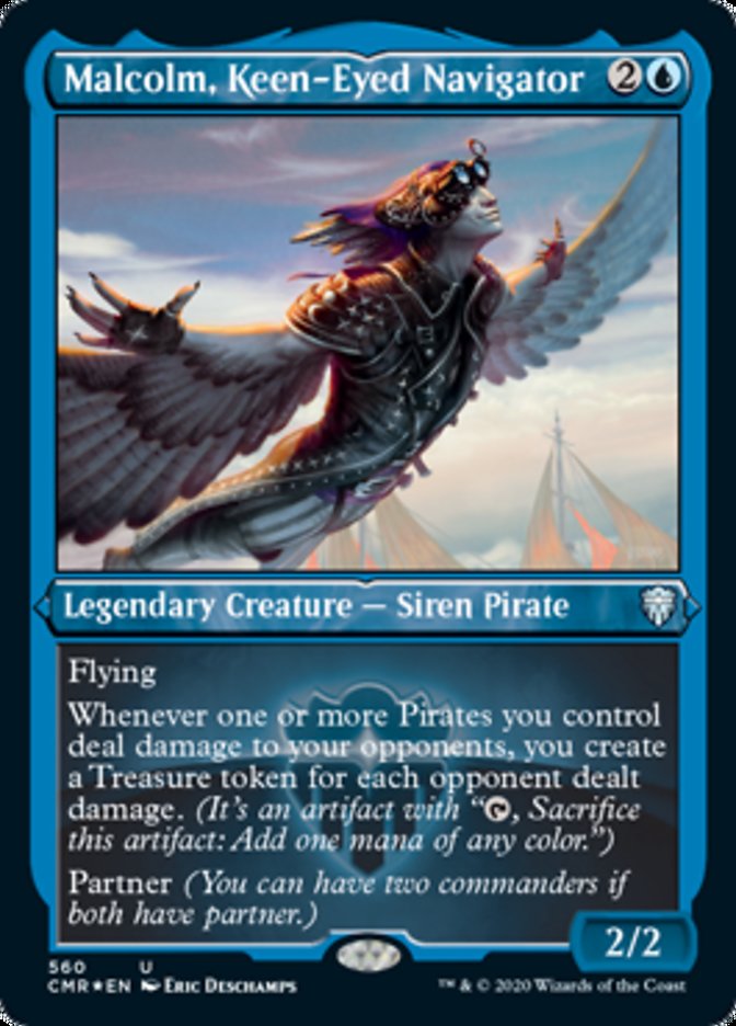 Malcolm, Keen-Eyed Navigator (Etched) [Commander Legends] 