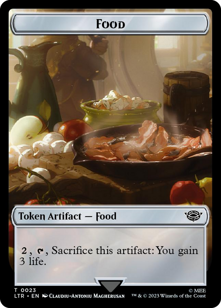 Human Soldier (0014) // Food (0023) Double-Sided Token (Surge Foil) [The Lord of the Rings: Tales of Middle-Earth Tokens] 