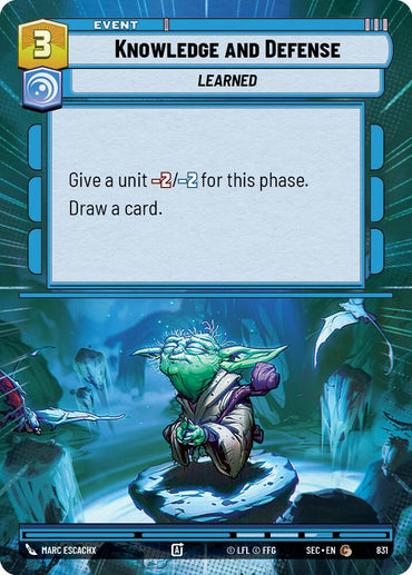 Knowledge and Defense (831) (Hyperspace Foil) (831) [Secrets of Power]