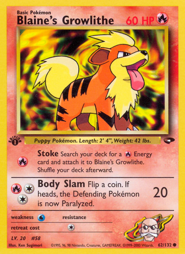 Blaine's Growlithe (62/132) [Gym Challenge 1st Edition] 