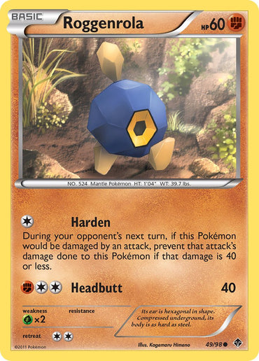 Roggenrola (49/98) (Cracked Ice Holo) (Blister Exclusive) [Black &amp; White: Emerging Powers] 