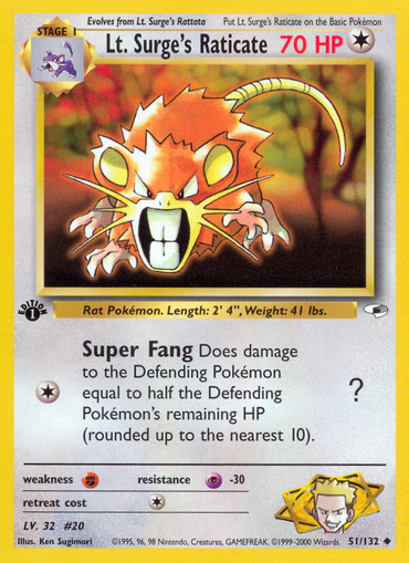Lt. Surge's Raticate (51/132) [Gym Heroes 1st Edition] 