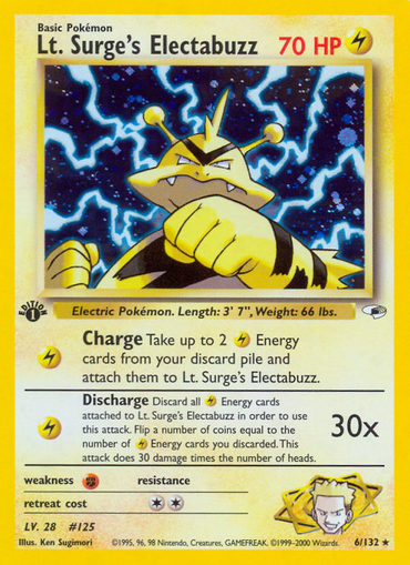 Lt. Surge's Electabuzz (6/132) [Gym Heroes 1st Edition] 