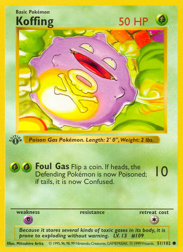 Koffing (51/102) (Shadowless) [Base Set 1st Edition] 