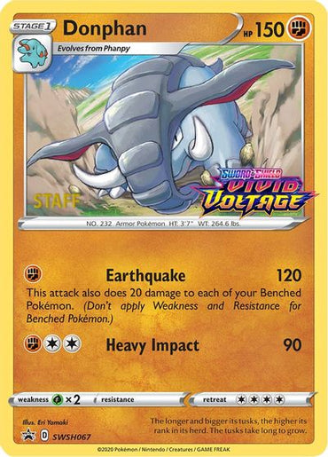 Donphan (SWSH067) (Staff Prerelease Promo) [Sword &amp; Shield: Black Star Promos] 