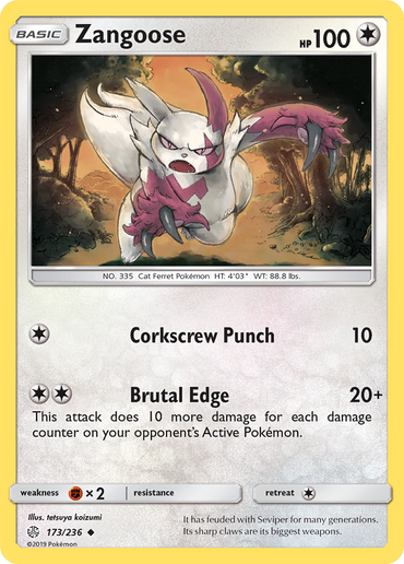 Zangoose (173/236) [Sun &amp; Moon: Cosmic Eclipse] 