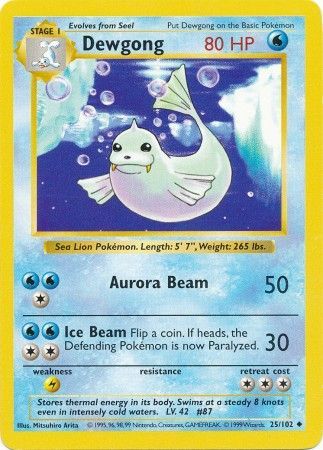 Dewgong (25/102) [Base Set Shadowless Unlimited] 