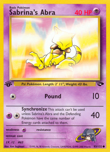 Sabrina's Abra (93/132) [Gym Challenge 1st Edition] 