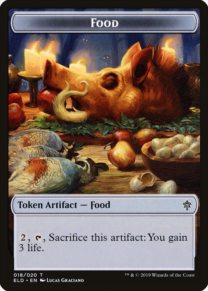 Human Rogue // Food (18) Double-Sided Token [Throne of Eldraine Tokens] 