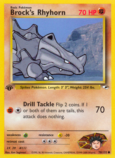 Brock's Rhyhorn (70/132) [Gym Heroes 1st Edition] 