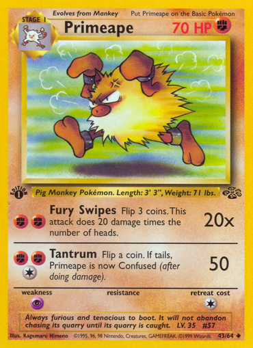 Primeape (43/64) [Jungle 1st Edition] 