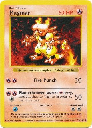 Magmar (36/102) [Base Set Shadowless Unlimited] 