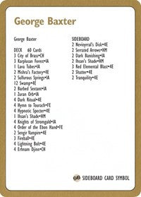 1996 George Baxter Decklist Card [World Championship Decks] 