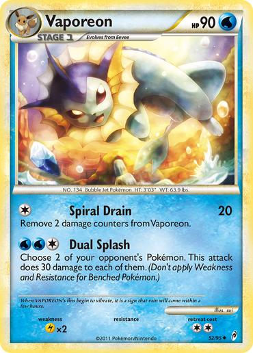 Vaporeon (52/95) [HeartGold &amp; SoulSilver: Call of Legends] 