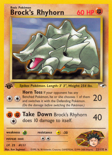 Brock's Rhyhorn (22/132) [Gym Heroes 1st Edition] 