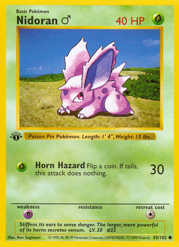 Nidoran (55/102) (Male) (Shadowless) [Base Set 1st Edition] 