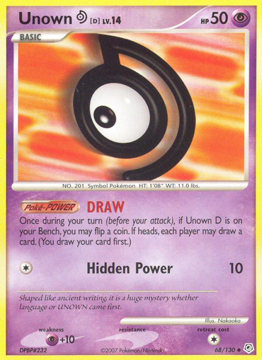 Unown D (68/130) [Diamond &amp; Pearl: Base Set] 