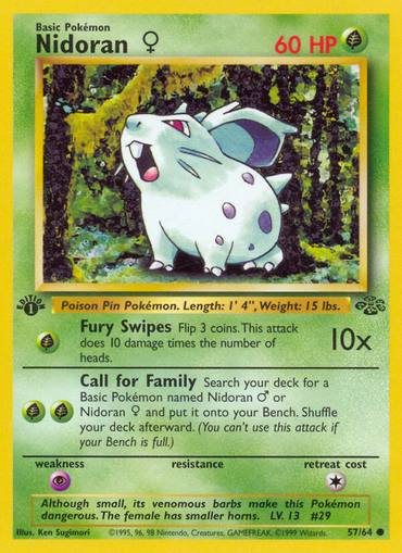 Nidoran (57/64) (Female) [Jungle 1st Edition] 