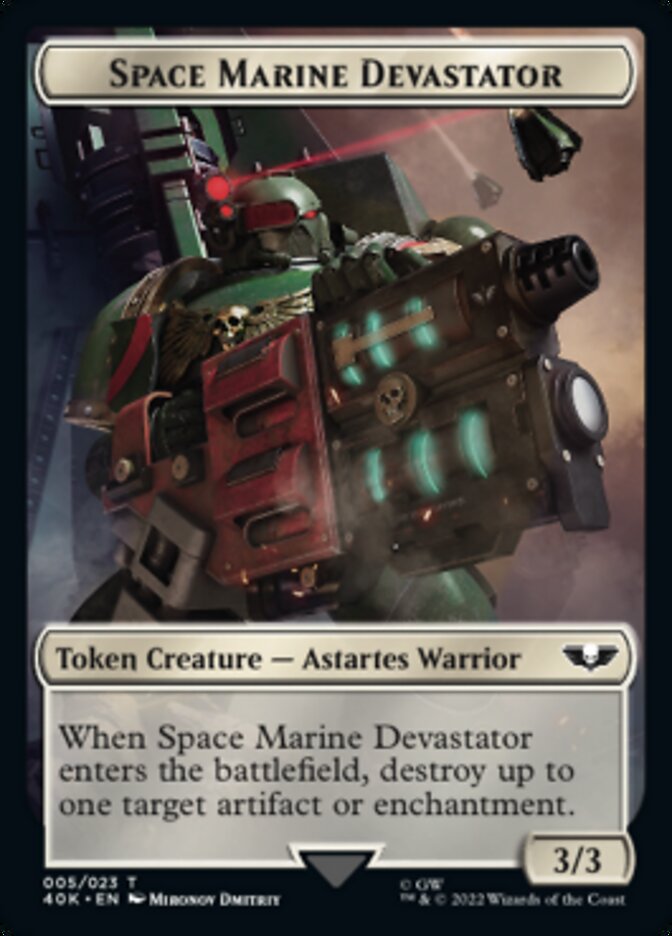 Soldier (002) // Space Marine Devastator Double-Sided Token (Surge Foil) [Warhammer 40,000 Tokens] 