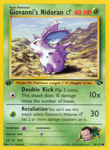 Giovanni's Nidoran (76/132) (Male) [Gym Challenge 1st Edition] 